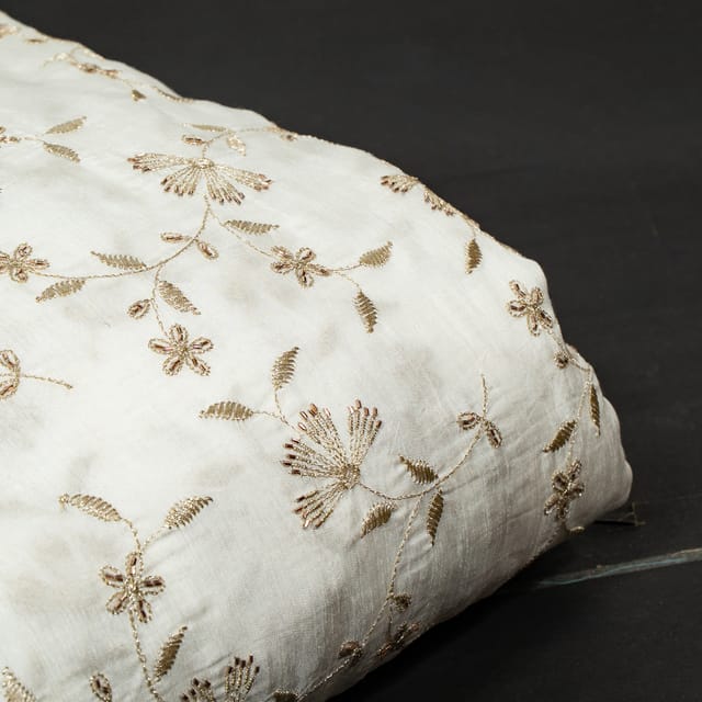 Dyeable Dola Silk Embroidered Fabric