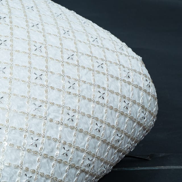 Dyeable Glass Organza Embroidered Fabric