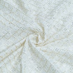 Dyeable Glass Organza Embroidered Fabric