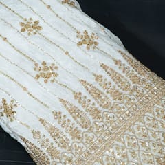 Dyeable Crepe Beeds Embroidered Fabric