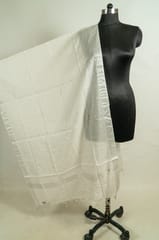White Dyeable Chanderi Dupatta with Silver Border – Elegant & Versatile