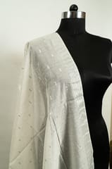 White Dyeable Chanderi Dupatta with Silver Border – Elegant & Versatile