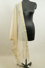 Off White Dyeable Chanderi Dupatta with Golden Border – Elegant & Versatile