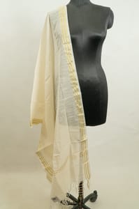 Off White Dyeable Chanderi Dupatta with Golden Border – Elegant & Versatile