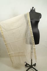 Off White Dyeable Chanderi Dupatta with Golden Border – Elegant & Versatile