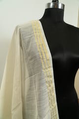 Off White Dyeable Chanderi Dupatta with Golden Border – Elegant & Versatile