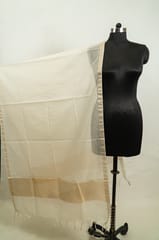 Off White Dyeable Chanderi Dupatta with Golden Border – Elegant & Versatile