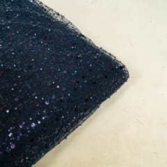 Navy Blue Colour Net Embroidered Fabric
