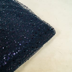 Navy Blue Colour Net Embroidered Fabric