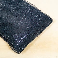 Navy Blue Colour Net Embroidered Fabric