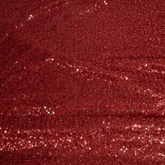 Maroon Colour Net Embroidered Fabric