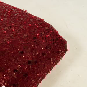 Maroon Colour Net Embroidered Fabric