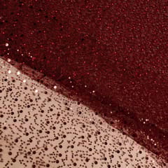 Maroon Colour Net Embroidered Fabric