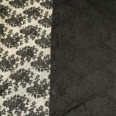 Black Floral self Design Lycra Net Fabric