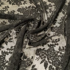 Black Floral self Design Lycra Net Fabric