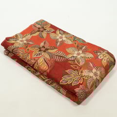 Rustish Orange Colour Viscose Pashmina Printed Fabric (1.35Meter Cut Piece)