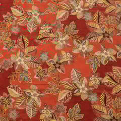 Rustish Orange Colour Viscose Pashmina Printed Fabric (1.35Meter Cut Piece)