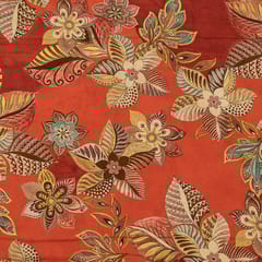 Rustish Orange Colour Viscose Pashmina Printed Fabric (1.35Meter Cut Piece)