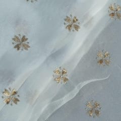 Dyeable Chinon Chiffon Embroidered Fabric (1Meter Cut piece)