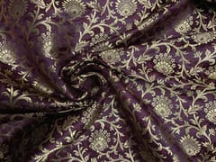 Wine Floral Semi Brocade Fabric