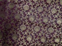 Wine Floral Semi Brocade Fabric