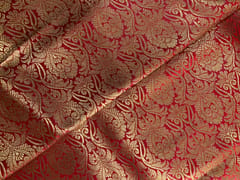 Red Floral Semi Brocade Fabric