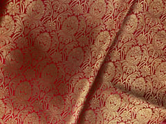 Red Floral Semi Brocade Fabric