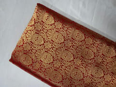 Red Floral Semi Brocade Fabric