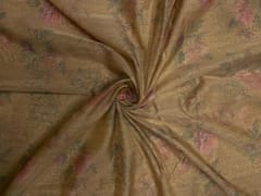 Mustard Floral Tissue Embroidery Fabric