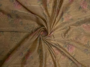 Mustard Floral Tissue Embroidery Fabric