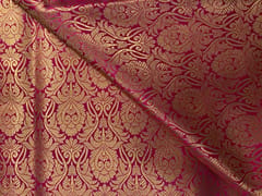 Magenta Floral Semi Brocade Fabric