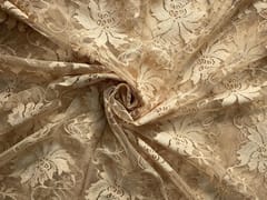 Light Gold Floral Shantley Net Fabric
