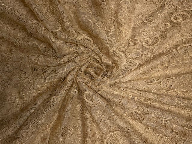 Light Gold Floral Shantley Net Fabric