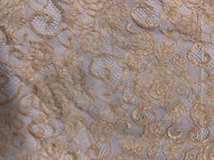 Light Gold Floral Shantley Net Fabric