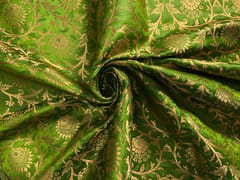 Green Floral Semi Brocade Fabric