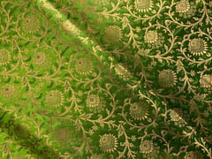 Green Floral Semi Brocade Fabric
