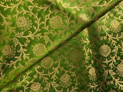 Green Floral Semi Brocade Fabric