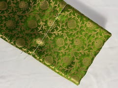 Green Floral Semi Brocade Fabric