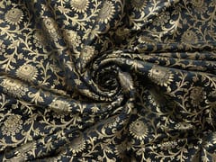 Black Floral Semi Brocade Fabric