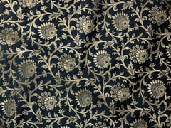 Black Floral Semi Brocade Fabric