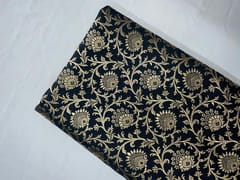 Black Floral Semi Brocade Fabric