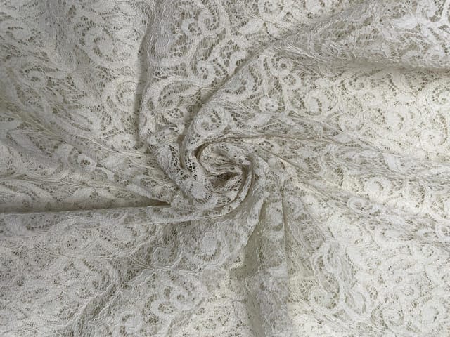 White Floral Shantley Net Fabric