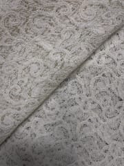White Floral Shantley Net Fabric
