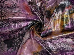 Purple Multicolor Floral Lame Fabric