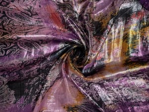 Purple Multicolor Floral Lame Fabric