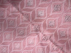 Peach Abstract Floral Cotton Chikan Fabric