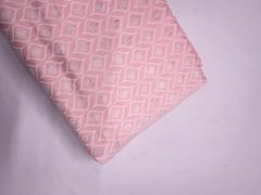 Peach Abstract Floral Cotton Chikan Fabric