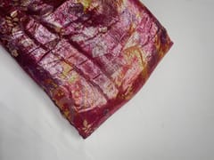 Orange Multicolor Floral Lame Fabric