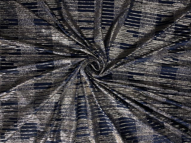 Navy Blue Plated Design Fabric