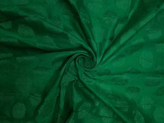 Green Floral Self Chanderi Fabric